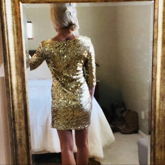 NWT BB DAKODA - gold sequin dress, medium - Picture 2 of 4